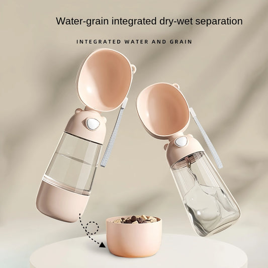 2-in-1 Travel Pet Bottle – Portable Water & Food Dispenser for Dogs & Cats