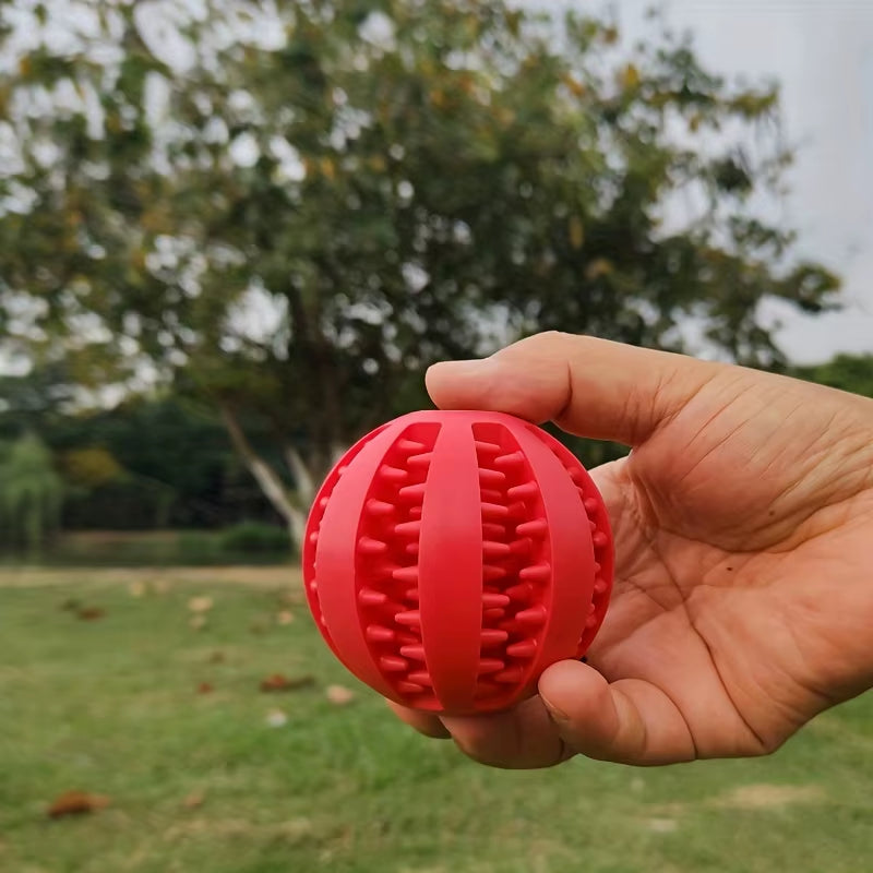 Interactive Rubber Dog Ball Toy – Food-Dispensing, Chew-Resistant Molar Toy for Pets