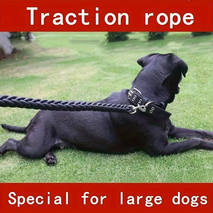 Durable Nylon Braided Large Dog Leash – Heavy-Duty Traction Rope for Big Dogs