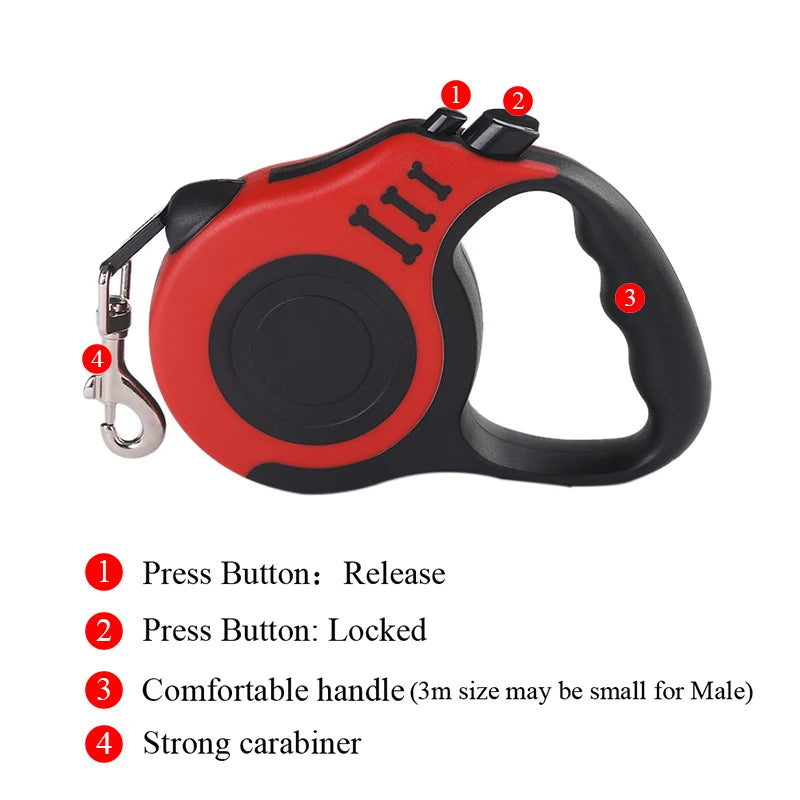 3M/5M Retractable Nylon Leash for Small Dogs & Cats – Durable, Tangle-Free for Walks & Adventures!