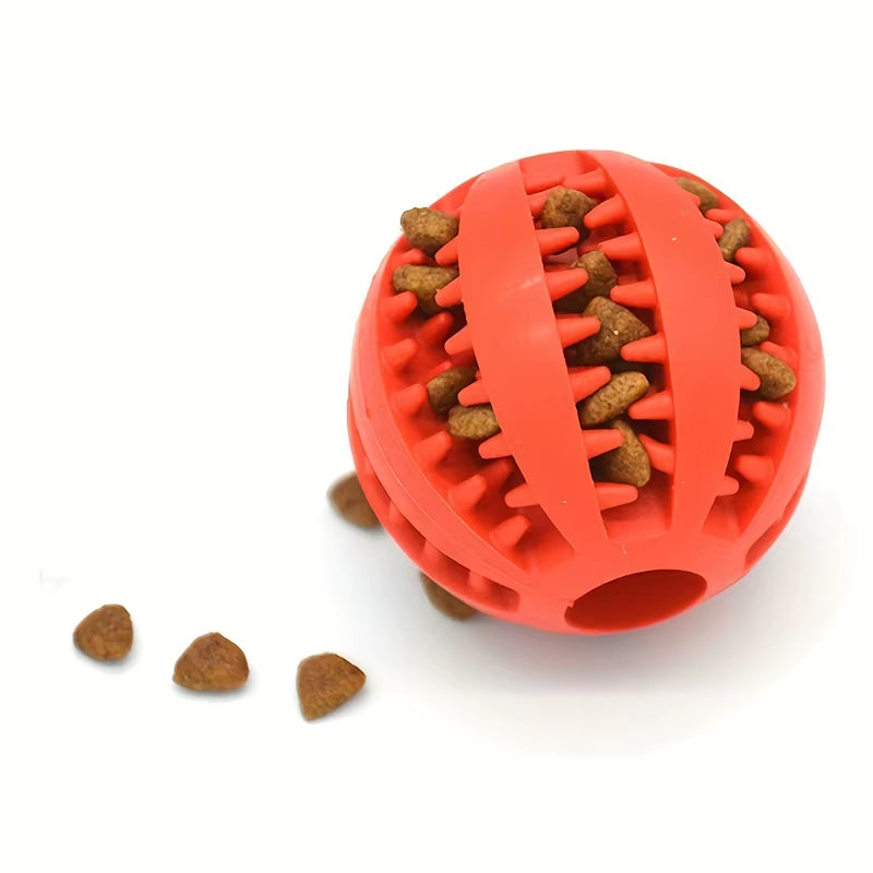 Interactive Rubber Dog Ball Toy – Food-Dispensing, Chew-Resistant Molar Toy for Pets